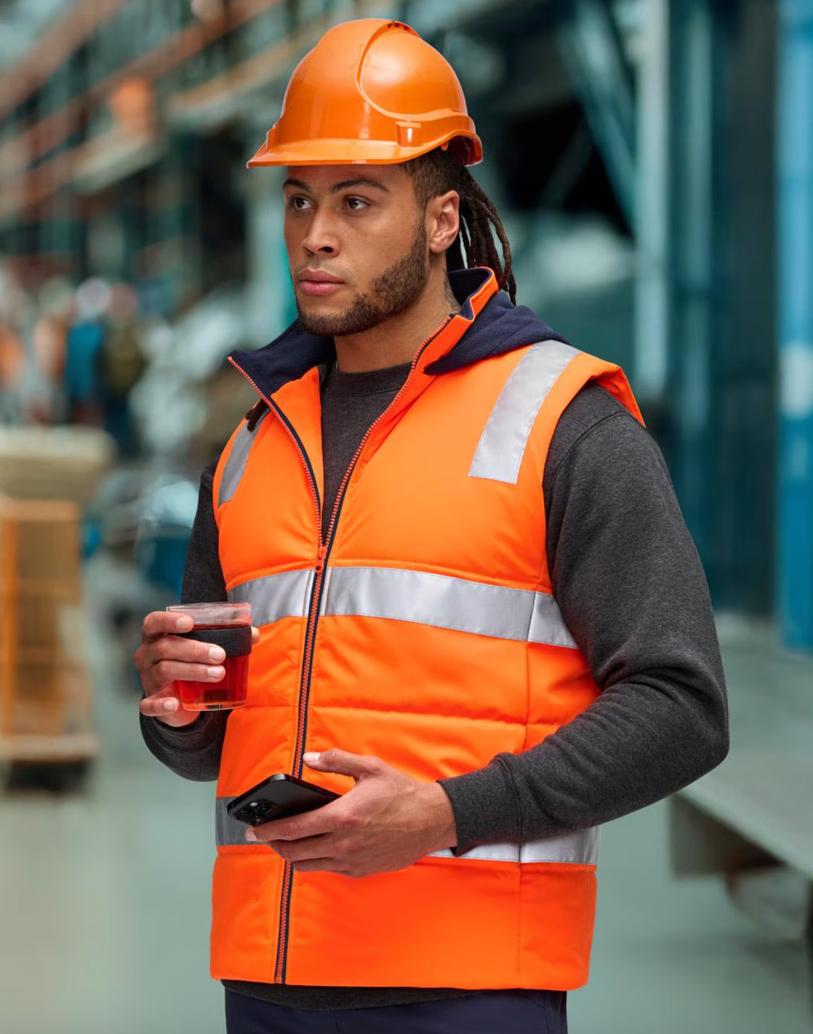 SW93 Unisex Hi Vis Hooded Puffer Vest