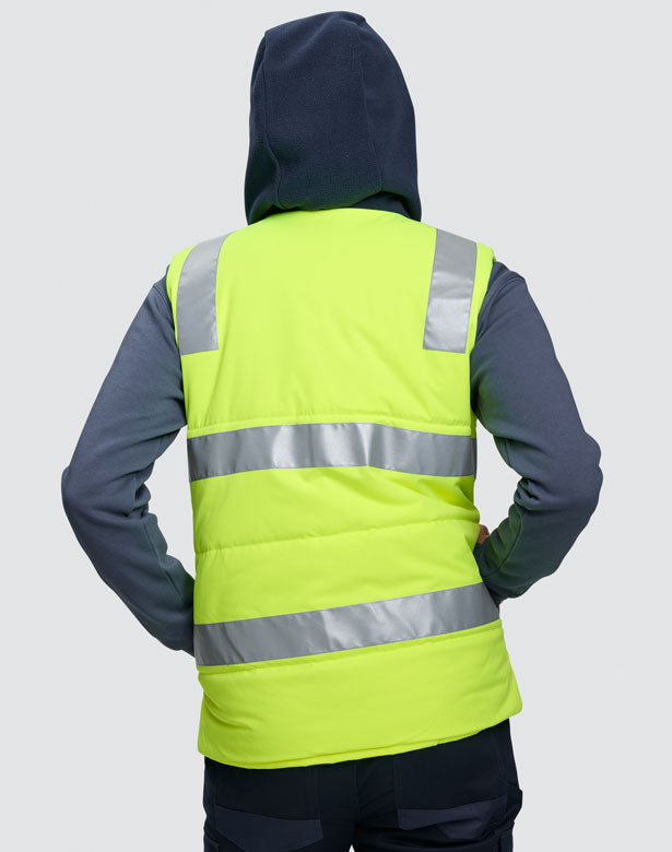 SW93 Unisex Hi Vis Hooded Puffer Vest