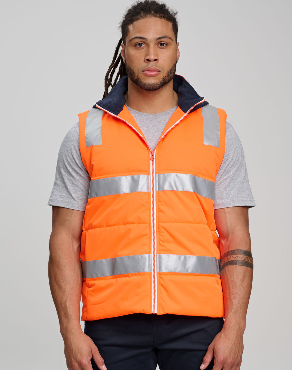 SW93 Unisex Hi Vis Hooded Puffer Vest