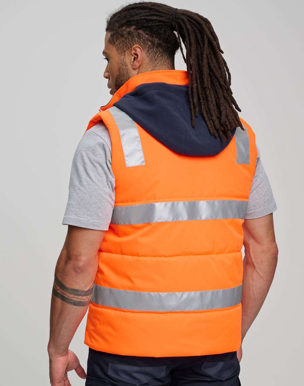 SW93 Unisex Hi Vis Hooded Puffer Vest