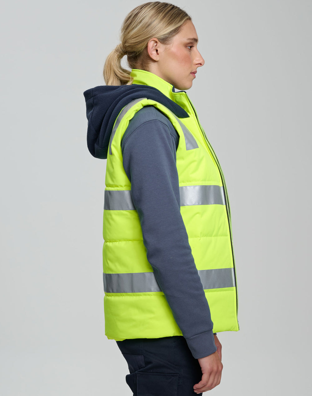 SW93 Unisex Hi Vis Hooded Puffer Vest