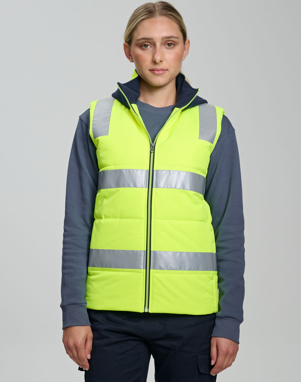 SW93 Unisex Hi Vis Hooded Puffer Vest