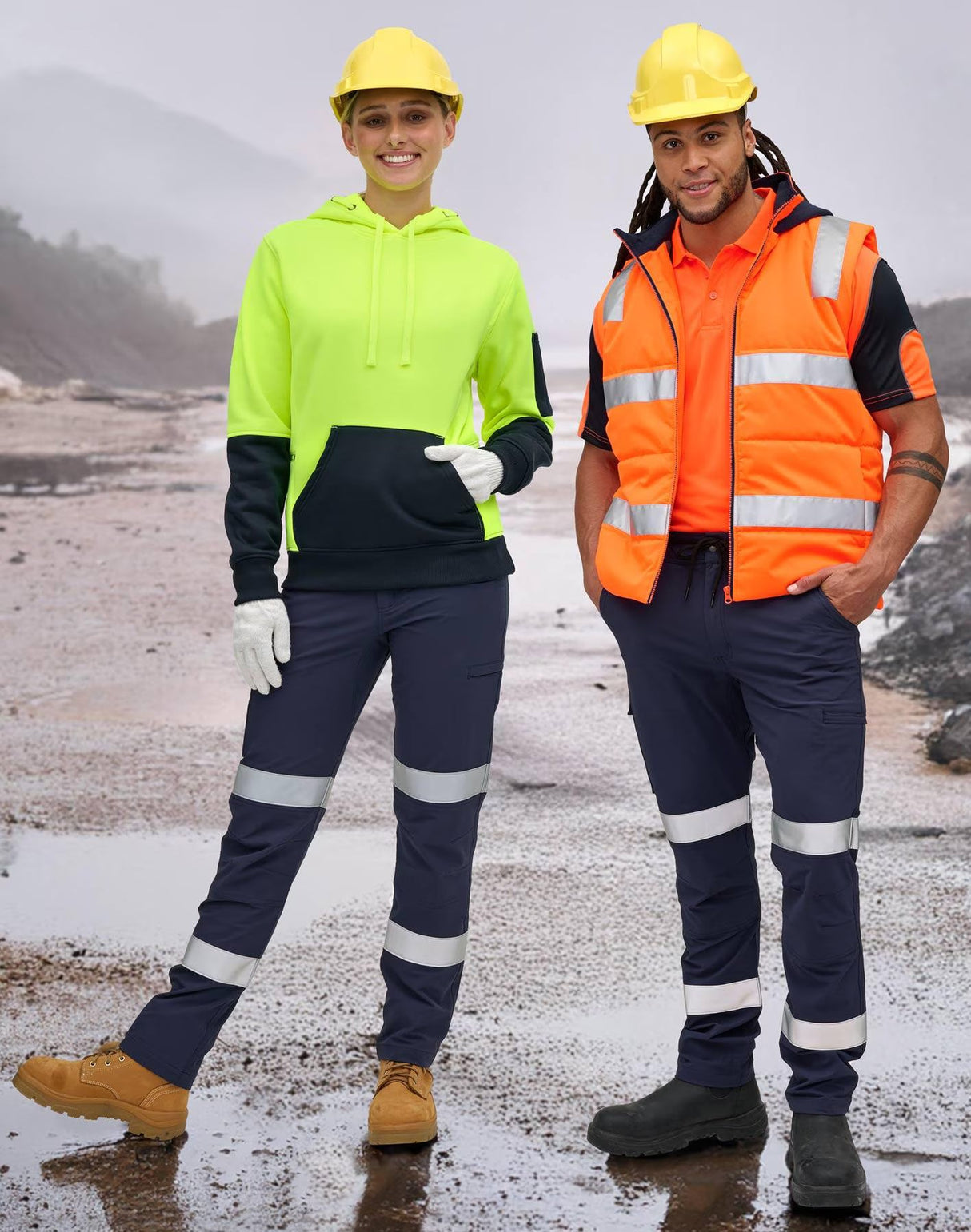 WP30HV Unisex DWR Water Repellent Flexi Work Pants with Tapes