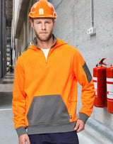 AIW SW78 UNISEX HI VIS ¼ ZIP PREMIUM FLEECE HOODIE